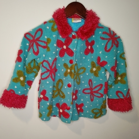 Hanna Anderson fuzzy floral jacket - Picture 1 of 5